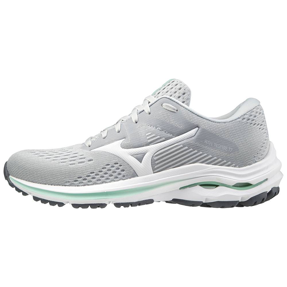 Mizuno Wave Inspire 17 D (Wide) - Bayan Koşu Ayakkabısı - Gri/Beyaz Türkiye (QLVDMZ-256)